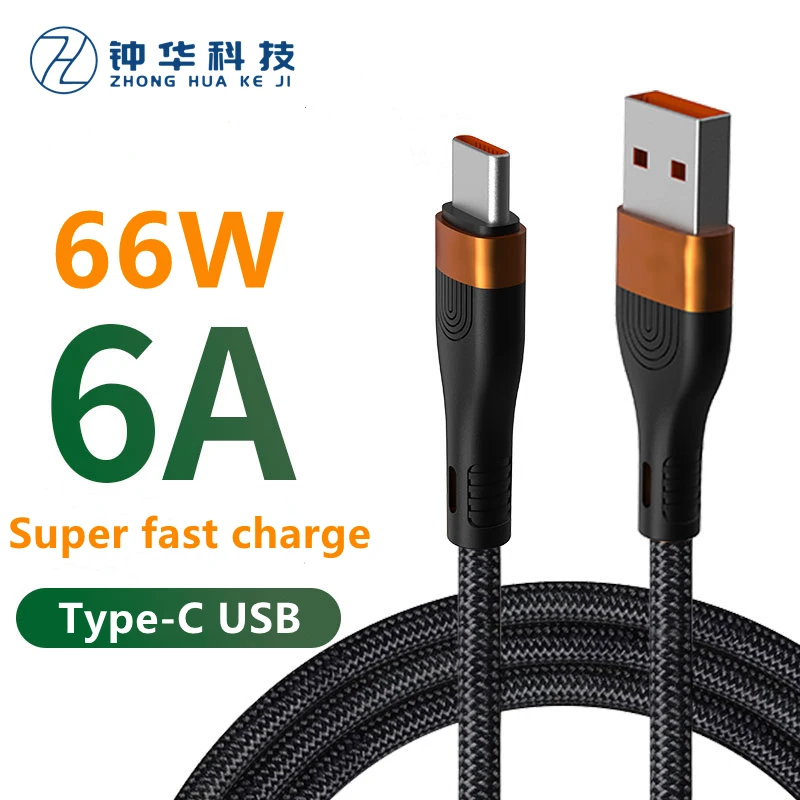 Кабель USB Type-c, 6 А, для Huawei mate 40, P40, p30 pro, Honor, 2 м, для Xiaomi Redmi Note 7, 8 Pro, 66 Вт