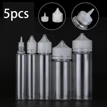 5 шт х 10/30/50/60/100/120 мл прозрачная Пипетка бутылок пустой Пластик жидкость для электронной сигареты для отжима сока и масла прозрачная ПЭТ-контейнеры с CRC шапки