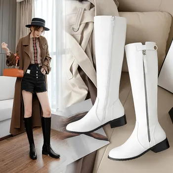 

Autumn and winter new women's fashion casual round head Roman retro zipper boots winter women's boots32--46size