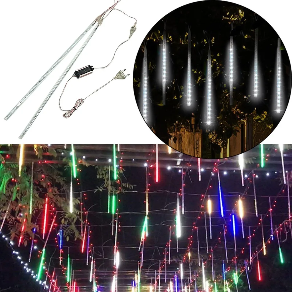 

Party DIY LED Lights Meteor Shower Rain Snowfall 2Pcs Christmas Tree Garden Party Outdoor Decoration Lights M1114