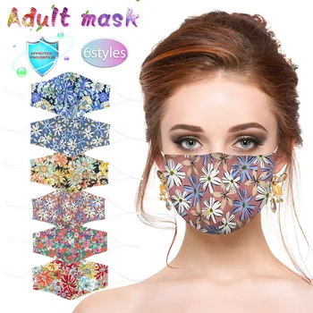 

Mascarilla 6pc Flower Face Mask Fashion Adult Reusable Mouth Cloth Pocket Mask Mouth Cover For Man And Women Mouth Caps Washable