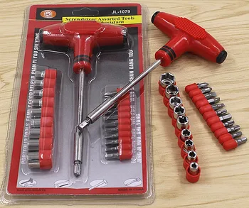 

24PC Red T screwdriver combination Tool Manual screwdriver Household combination tool with multiple driver sleeve