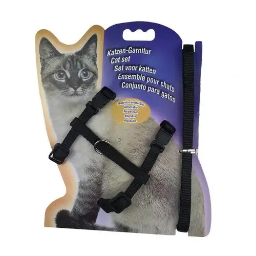 Прочный нейлоновый поводок для домашних животных поводок для котенка ремень безопасности Веревка Регулируемый Собачий Ошейник - Цвет: Черный