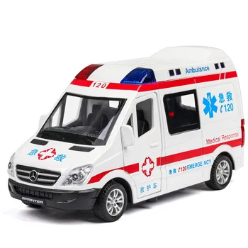 

Simulation 1:32 Sound and Light Ambulance with Door Open Fire Delivery Toy Children's Alloy Car Decoration Gift Children's Alloy