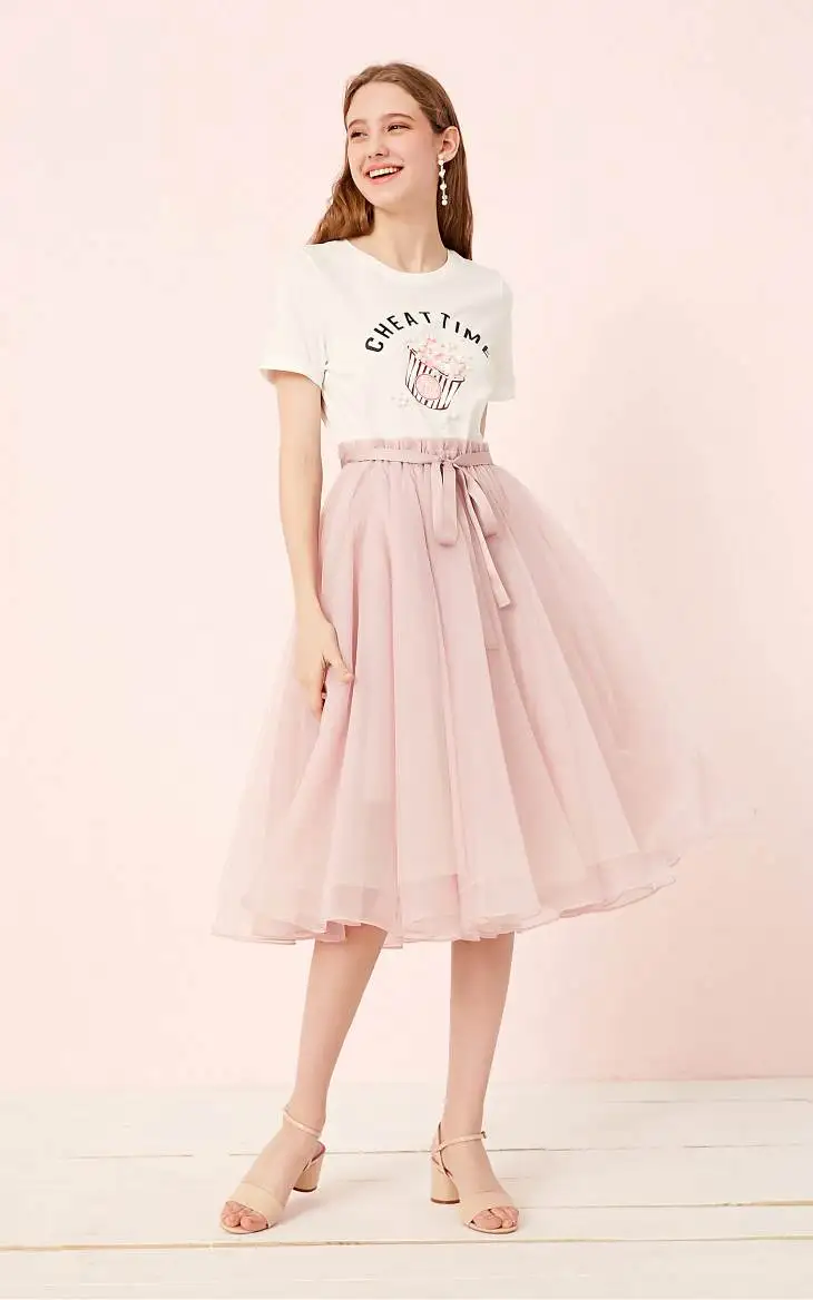 Vero Moda Новая Женская эластичная талия Однотонная юбка Gauzy | 319116546