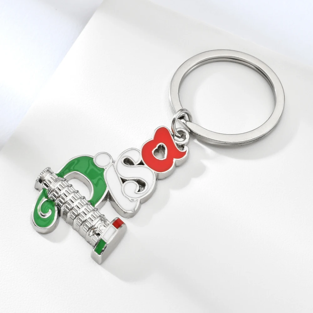 

Italy Pisa Keychain Keyholder For Key High Quality Zinc Alloy Key Chain Fashion Jewelry Bag Charm Keyring Italy Souvenir keyring