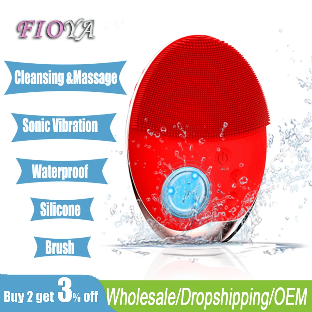 

NEW Wireless charge Facial Cleansing Brush Sonic Vibration USB Cable Mini Face Cleaner Silicone Electric Waterproof Massage