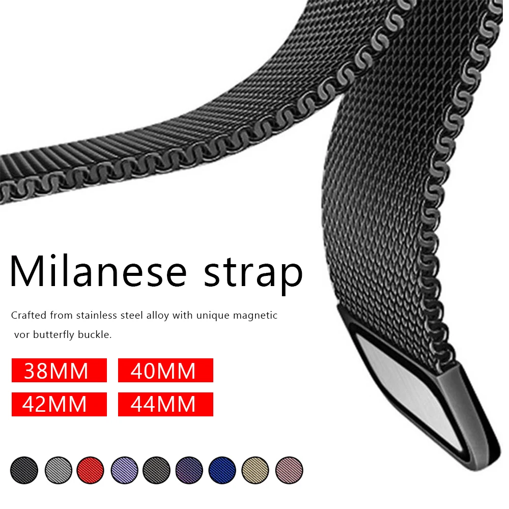 

Band For Apple Watch 4 5 1/2/3 Milanese Loop Stainless steel 42mm 38mm Bracelet strap for iwatch series 40mm 44mm