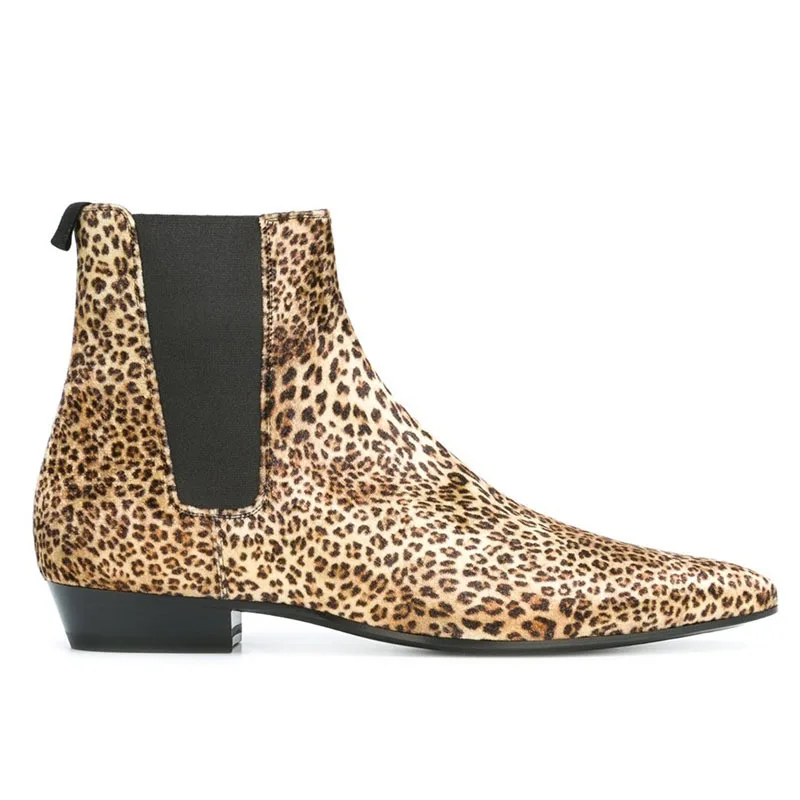 Новинка 2019 года роскошные мужские леопардовые ботинки Челси из натуральной кожи