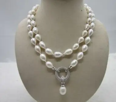

free shipping HOT SELL HOT 12-14MM NATURAL SOUTH SEA BAROQUE WHITE PEARL NECKLACE 35" BEAUTIFUL CLASP