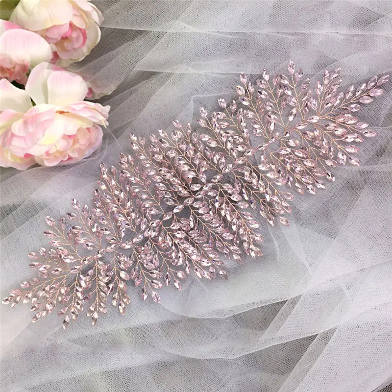 peach pink TOPQUEEN HP238 Модные женские ювелирные украшения Фея Корона короны для торжеств красивые волосы принцессы Свадебные заколка для невесты - Цвет: peach pink