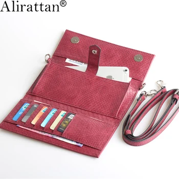 

Alirattan High Quality Phone Wallet Pouch Genuine Leather Phone Card Holder Python ID Holder Pouch Phone Bag iPhone XS Max XR