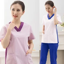 Женский набор из чистого хлопка, медицинская униформа, одежда для красоты и здоровья, одежда для работы, доктор медсестры, энфермаген, больница, топ с v-образным вырезом+ штаны