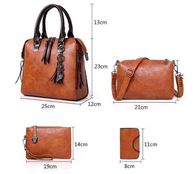 Для женщин композитные сумки Ленточки Курьерские сумки Tote Сумка Bolsa женские офисные Сумки женская обувь из искусственной кожи на плечо 4 шт./компл