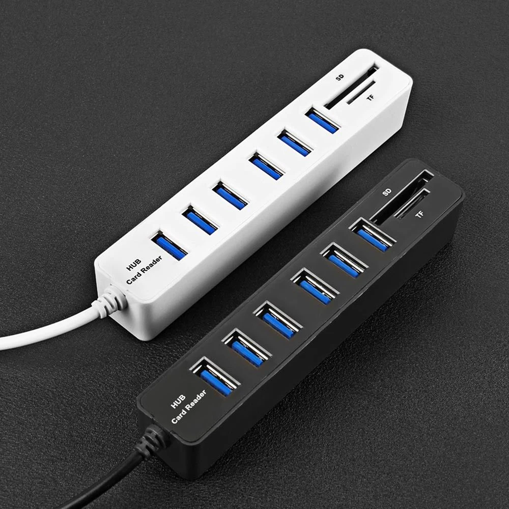 Usb-хаб 6 портовый расширитель адаптер USB 2,0 концентратор Мульти USB разветвитель 2,0 хаб 3 хаб 2,0 несколько USB2.0 usb-концентратор кардридер для ПК