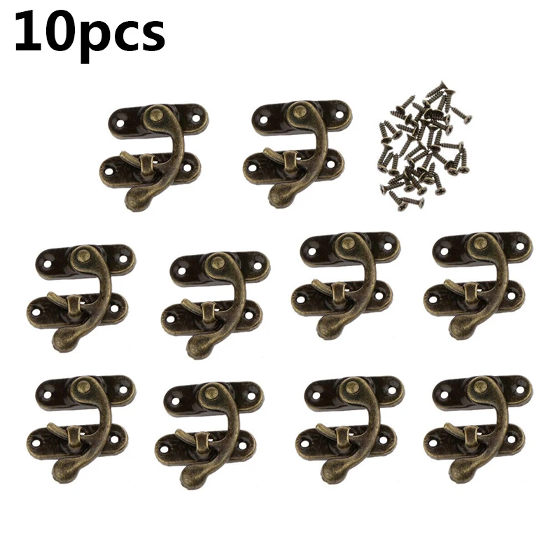 

Mini Antique Bronze Wood Box Latch Clasp Lock W/ Fixing Screw 10Set Right Hook Durable And Good Quality