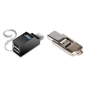 

1 Set Mini 3-Port USB 3.0 Hub Splitter and Adapter & 1 Pcs USB Flash Drive 32GB Memory Flash Drive USB Disk