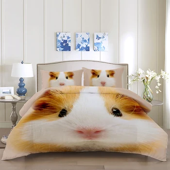 

3D Realistic animal printed bedding set with pillowcases polyester bed linens set queen King Cats and dogs 3D pattern