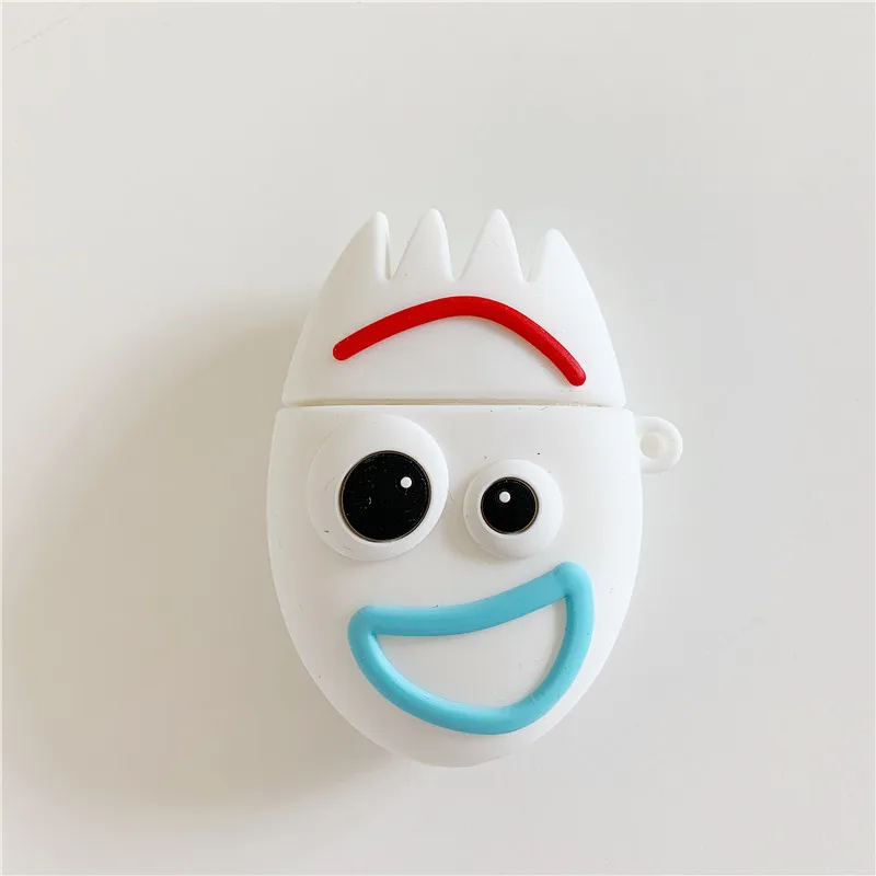 Забавный forky чехол для bluetooth-гарнитуры для apple airpods, чехол, беспроводные наушники с милым мультяшным рисунком, мягкая силиконовая коробка для наушников - Цвет: A