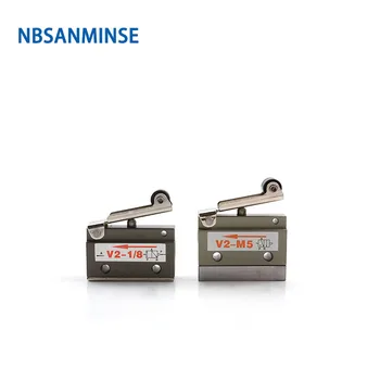 

V2-M5 V2-1/8 2/2 way Air Mechnical Control valve Pneumatic two way roller valve automation line NBSANMINSE