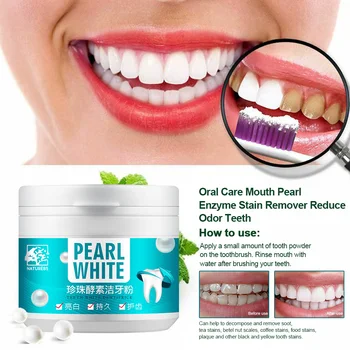 

70g Pearl Enzyme Teeth Cleaning Powder Protection Mouth Brightening Stain Remover Non Toxic Reduce Odor Oral Care Fresh Breath
