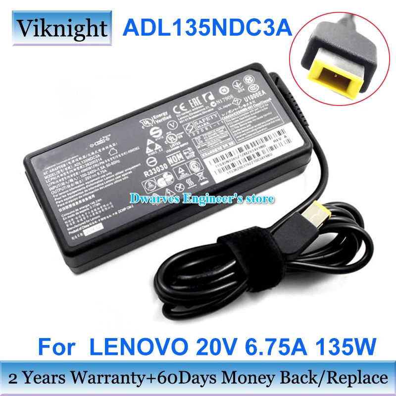 Chargeur Lenovo ADL135NDC3A D'origine, 20V 6.75A (135W), Noir, Garantie 12 Mois