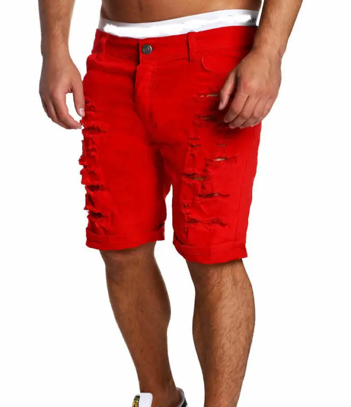red destroyed shorts