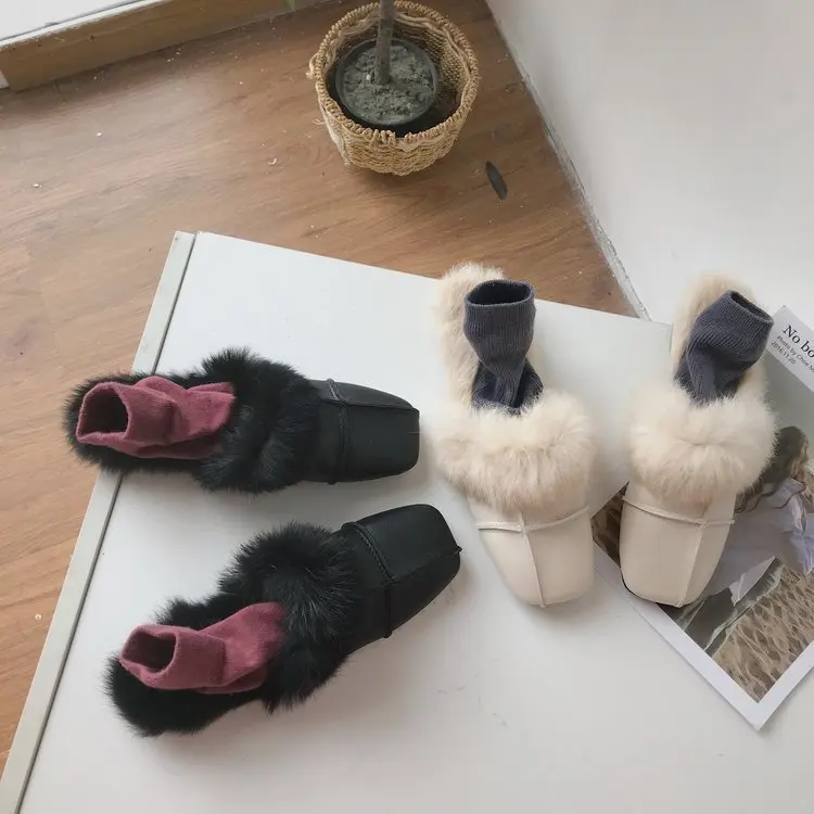 

Online Celebrity Closed-toe Plush Slipper Women's Outer Wear 2019 Autumn & Winter New Style Korean-style Versitile Fashion Lazy
