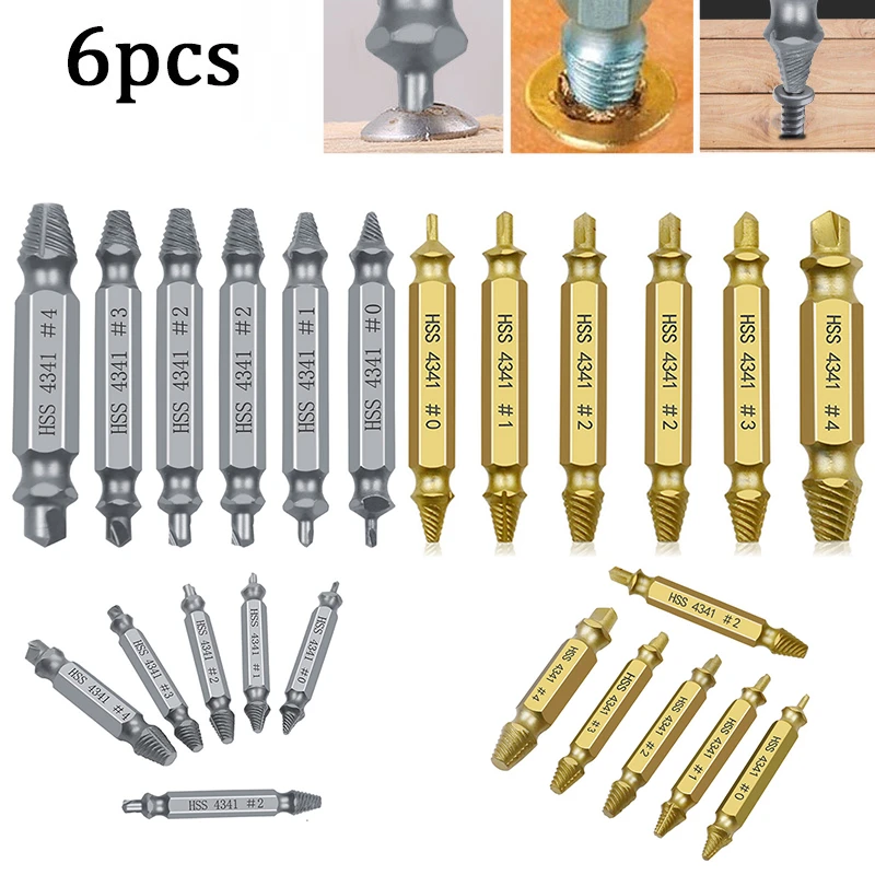 5 Screw Extractor Set Drill Bits Easy Out Guide Broken Damag Screws Bolt Remover