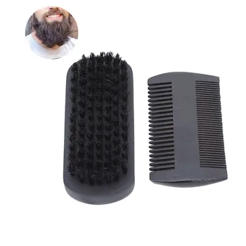 

100% Natural Bristle Brush And Beard Comb Set men's Handmade Pear Wood Comb Beard Care Beard Style Beauty Set