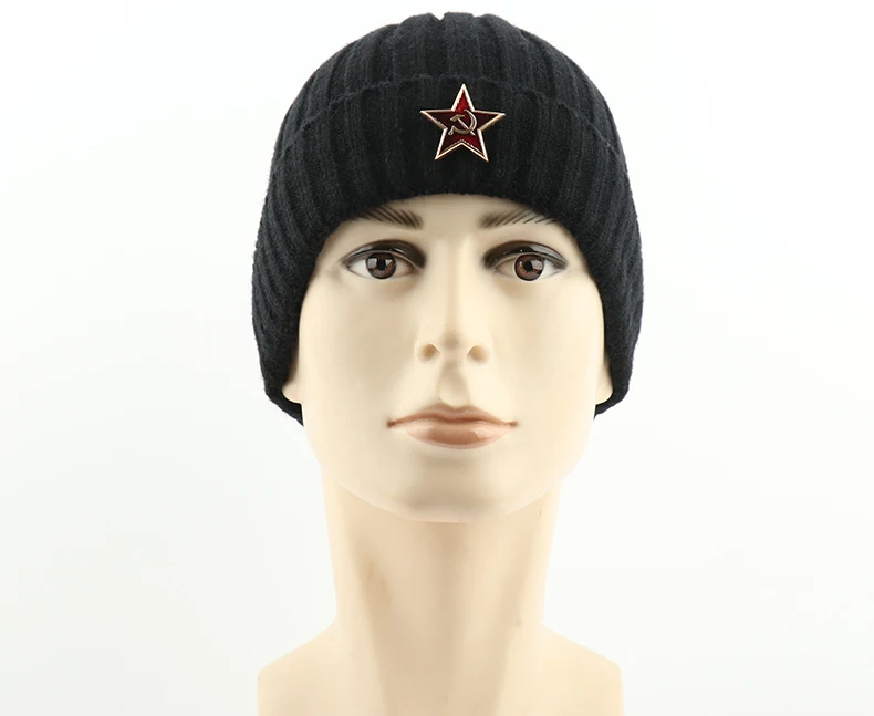 CAMOLAND Beanies, вязаная зимняя шапка, модная пентаграмма, советские значки, шапки для мужчин и женщин, уличная флисовая шляпка, Лыжные шапки