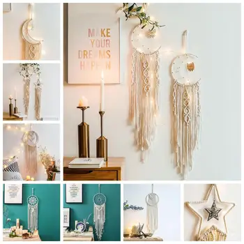 

Home Wall Hangings Tapestry Handwoven Bohemian Wall Decoration Dream Catcher Irregular Cotton Rope Anti-allergic Tassel Pendant