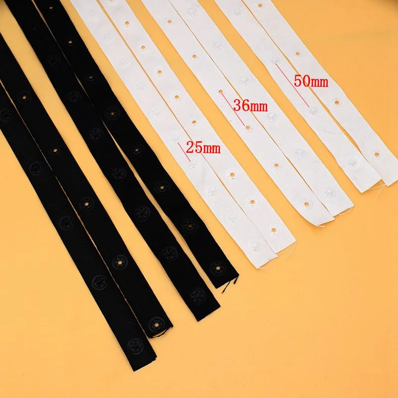 2 or 5yards/lot snap buttons tapes snaps Ribbon buttons Black White Stud Cloth Diaper fabric tape buttons 4
