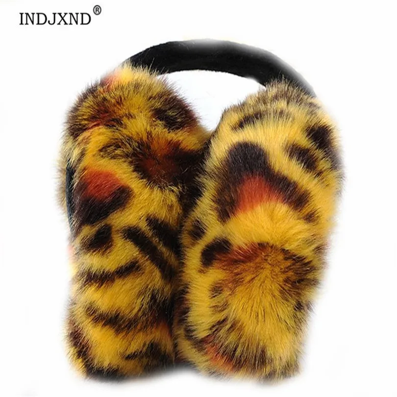 Лидер продаж Новые женские стиль Leopard флисовые наушники зимние наушники обёрточная Бумага группа теплее сцепление Earlap удобные теплые