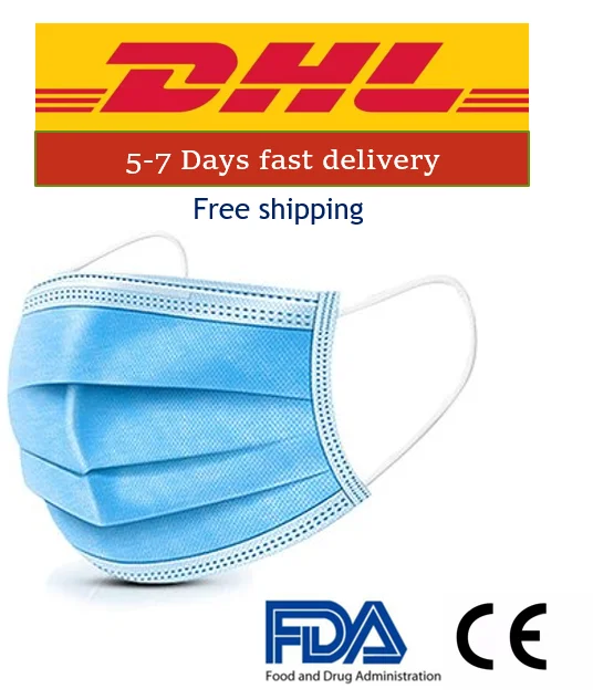 

FDA&CE Fast 1day Face Mouth Mask 3-Ply PM2.5 Disposable Anti-Dust Surgical Mask Earloops Masks Anti-dust virus Safe