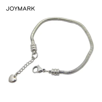 

17-22cm Removable Screw Head Stainless Steel Snake Chain Bracelet Fit 3.5mm Hole European Charm Bead 10pcs/lot BXG-B003