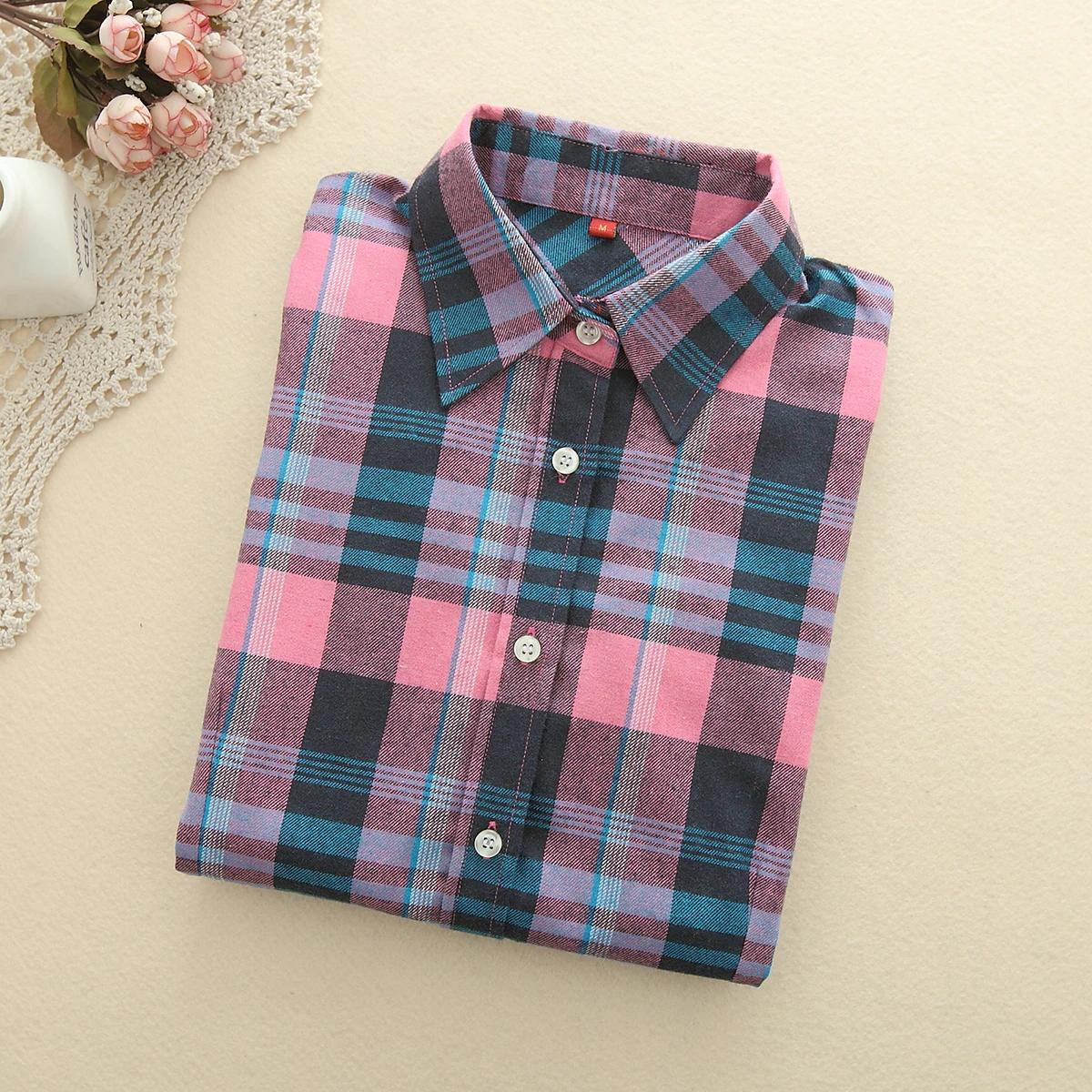 2019 Fashion Plaid Shirt Female College Style Women's Blouses Long Sleeve Flannel Plus Size Cotton Blusas Office Tops|Рубашки| |
