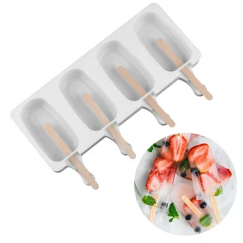 

Homemade Food Grade Silicone Ice Cream Molds 2 Size Ice Lolly Moulds Freezer Ice Cream Bar Molds Maker with Popsicle Sticks