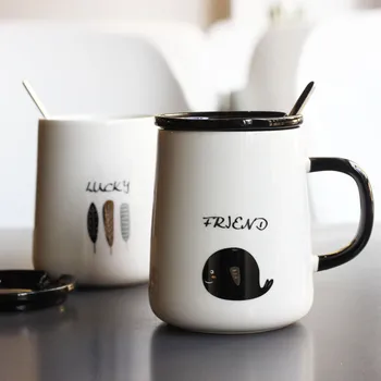 

4pcs/set Coffee Mugs ceramics Coffee Mugs Tea Cups Big Travel Mug Camping Mug Coffee Cup With Cup Sleeve Lid Straw