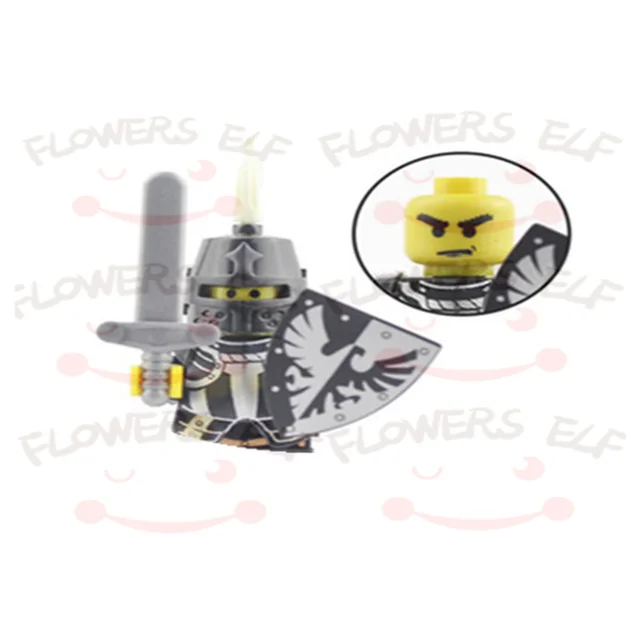 1PCS Blue Lion Red Green Dragon Knight Mini Two-person Villain Middle Age Assembling Building Blocks Children'sToy Medieval Knig 9808C