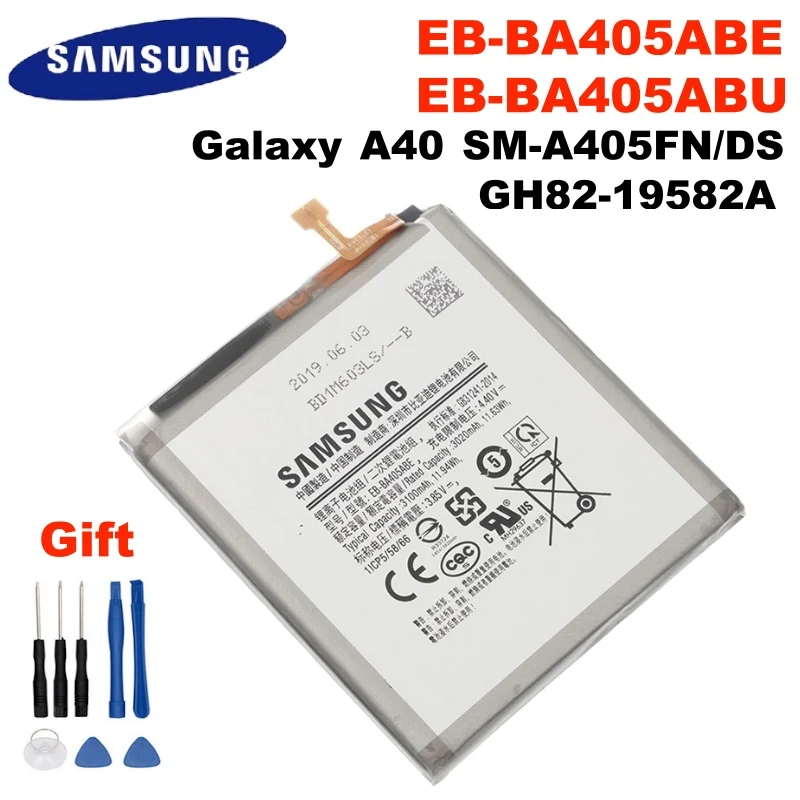 Оригинальная Замена Samsung батарея для GALAXY A40 A405F EB BA405ABE BA405ABU Натуральная кожа телефон 3100 мАч +