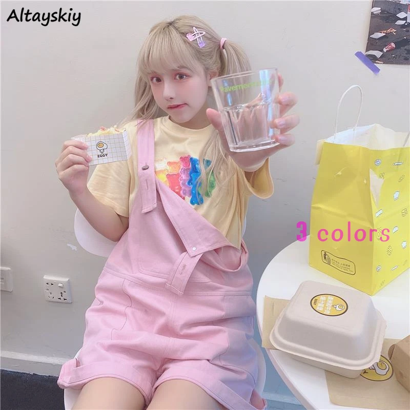 RompersWomenSummerChicLovelyGirlsSolidLadyPlaysuitsKawaii