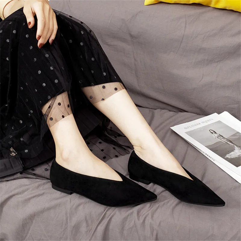 

2020 New Women Ballet Flats Shoes Slip On Pointed Toe Ladies Casual Shoes Shiny Comfortable Soft Loafer Shoes For Pregnant Woman