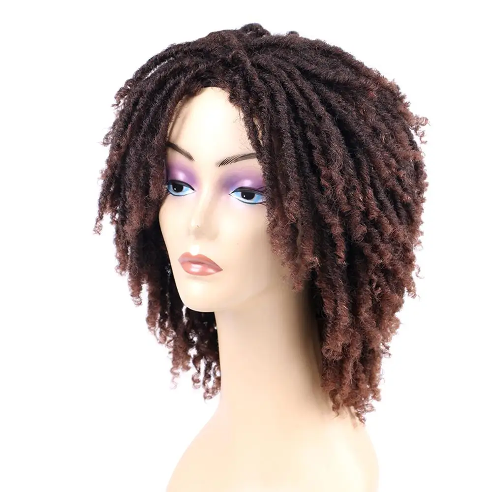 Pervado волосы 1" Средняя часть синтетические дреды волосы парик для африканских женщин черный коричневый Жук Омбре крючком душа Locs косы парики
