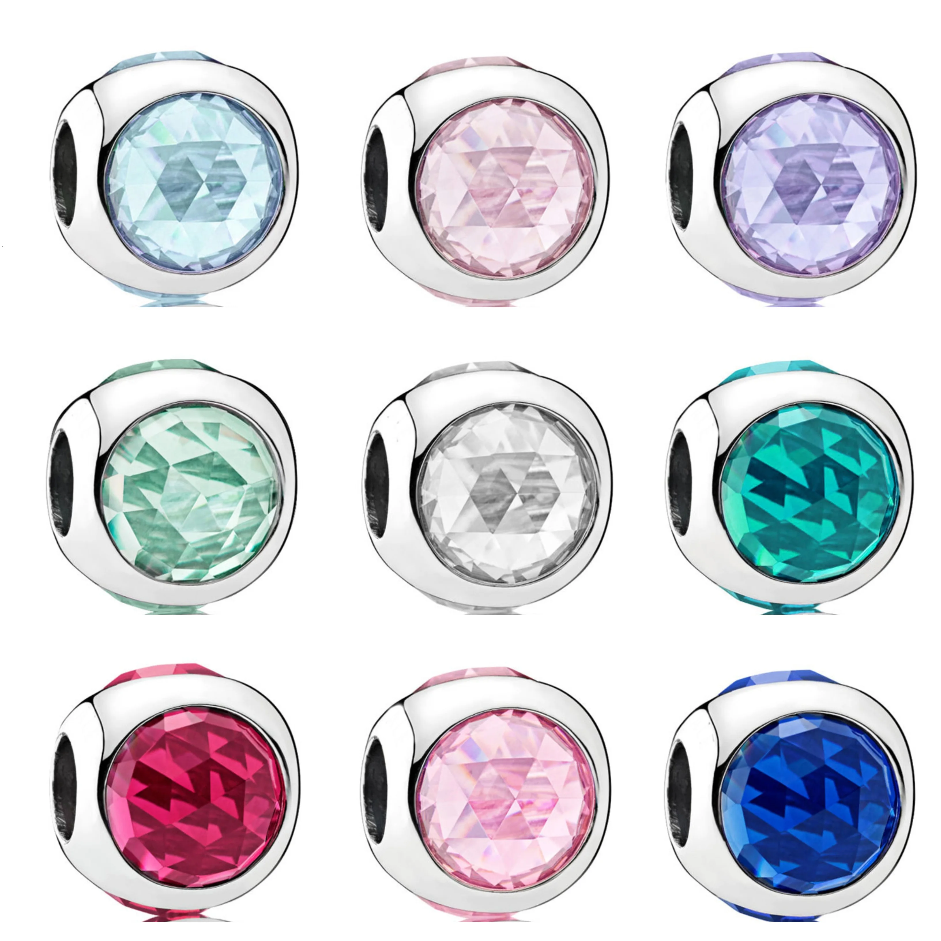 Аутентичные 925 пробы серебряные Сияющие капли очарование ледяной зеленый