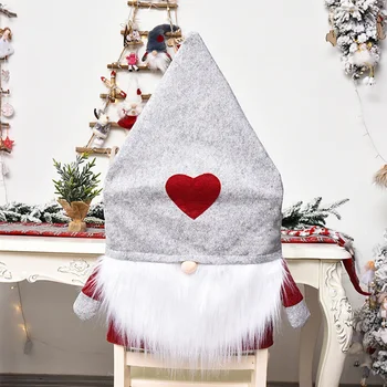 

2pcs Party Faceless Doll Dining Room Holiday Gift Slipcover Hotel Home Decor Christmas Chair Cover High Back Dustproof Kitchen