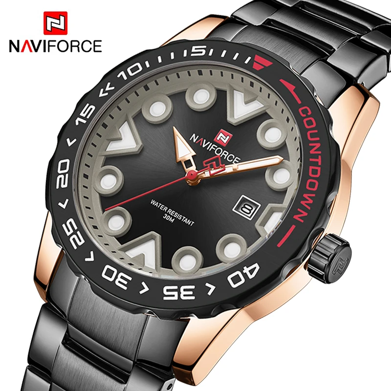 NAVIFORCE Мужские часы Роскошные Бизнес Мужские Военные Спортивные кварцевые наручные часы светящиеся водонепроницаемые Креативные Часы Relogio Masculino