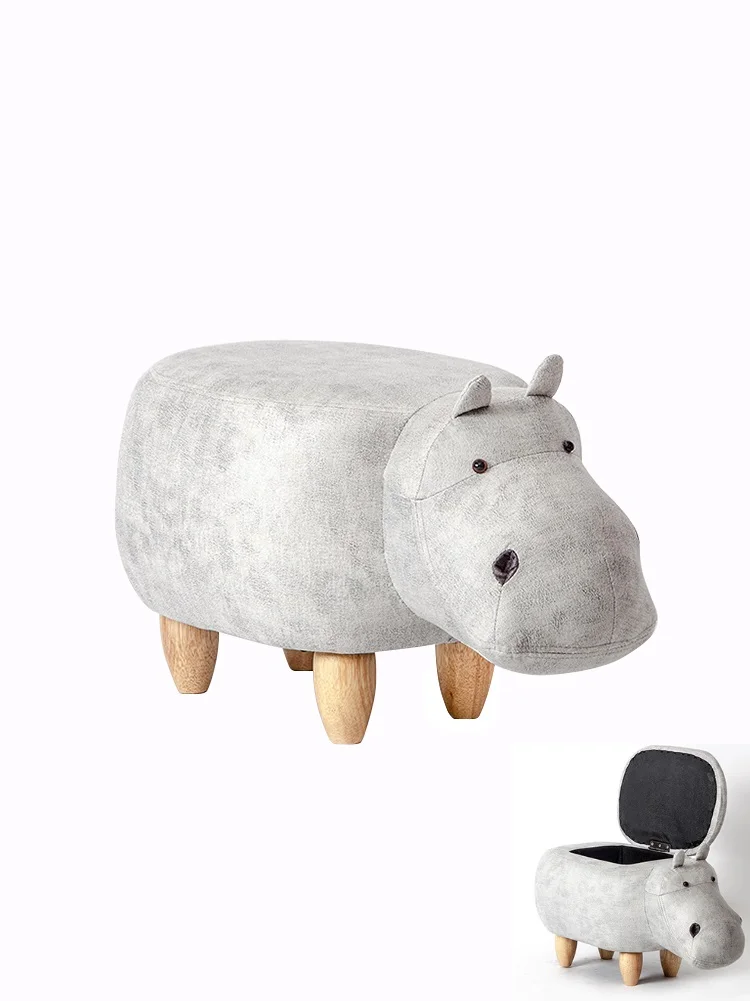 Solid Wood Footstool Creative Hippo Change Shoes Stool Sofa Stool