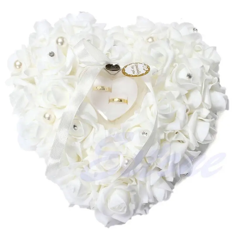 Свадебные украшения декоративные в форме сердца розовые цветы подарок на день Святого Валентина кольцо носитель подушка подушечка для колец вечерние украшения
