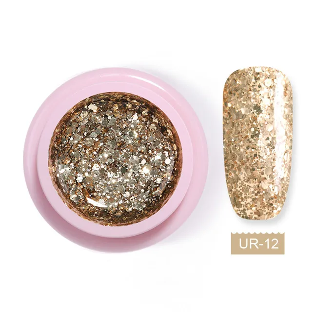 Glitter 12 Ur Sugar 5 мл УФ гель для ногтей типсы Дизайн Маникюр 60 цветов УФ светодиодный впитывающийся Сделай Сам краска гель чернила УФ-гель для ногтей маникюрный лак - Цвет: Glitter 12